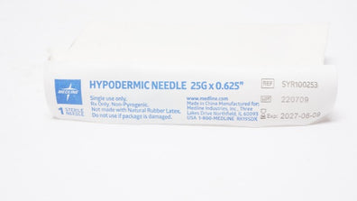 Medline SYR100253 Hypodermic Needle 25G x 0.625In